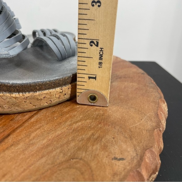 Cordani Strappy Leather Sandals with Cork Wedge Heel toe loop 38 7.5-8 blue - Picture 7 of 8